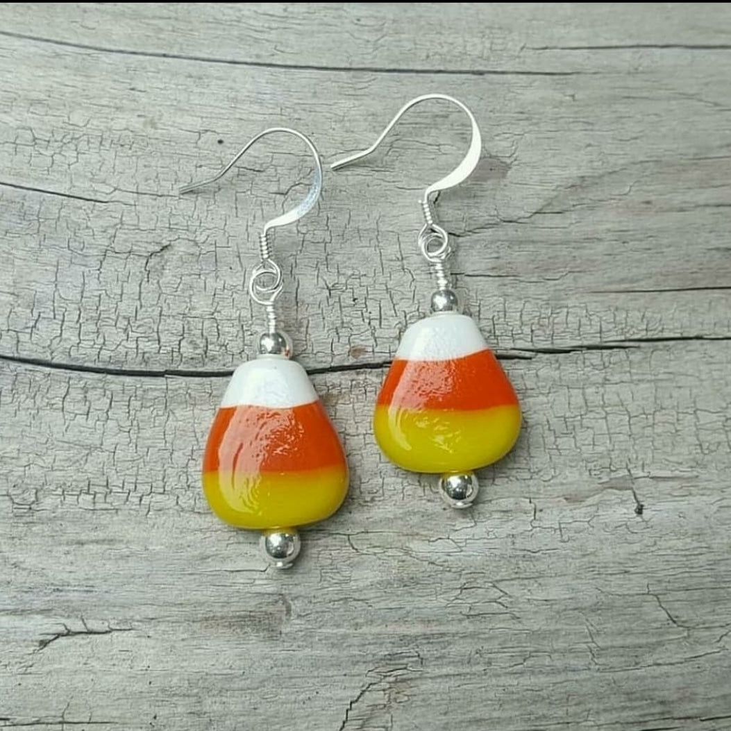 Glass Candy Corn Earrings