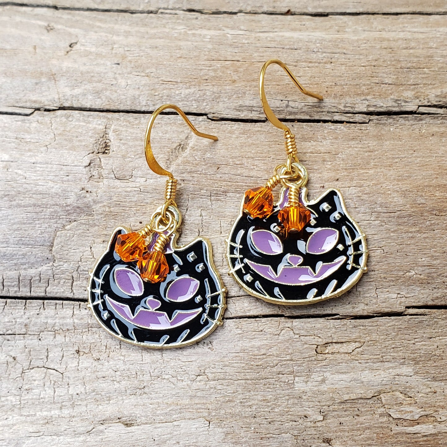 Black Cat Jack-O-Lantern Earrings