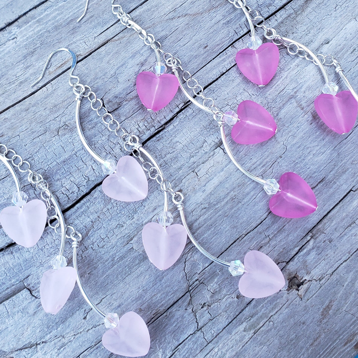 Flirty Hot Pink Glass Heart Earrings
