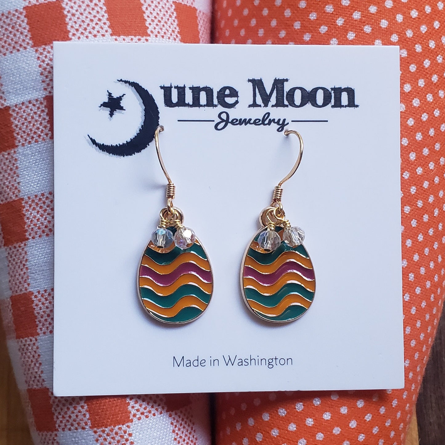 Painted Stripe Egg Earrings
