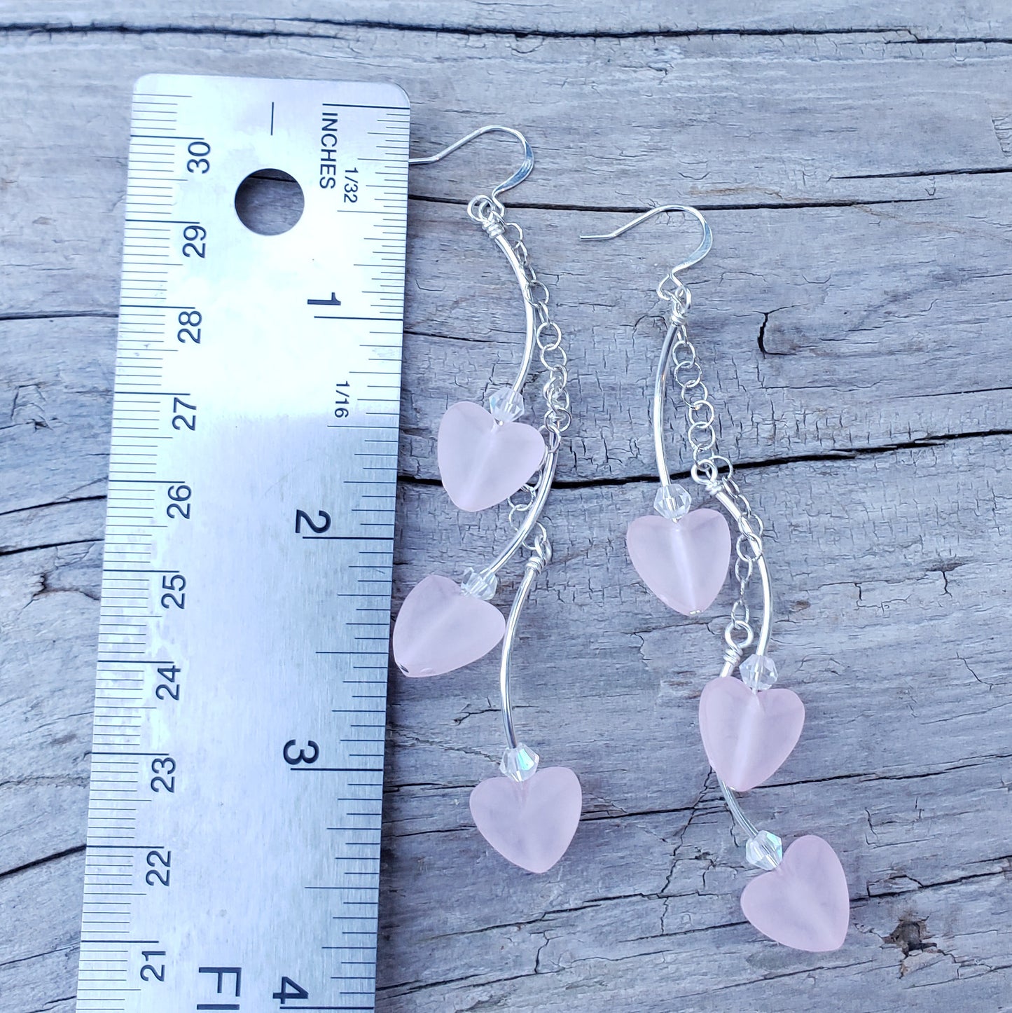 Flirty Hot Pink Glass Heart Earrings