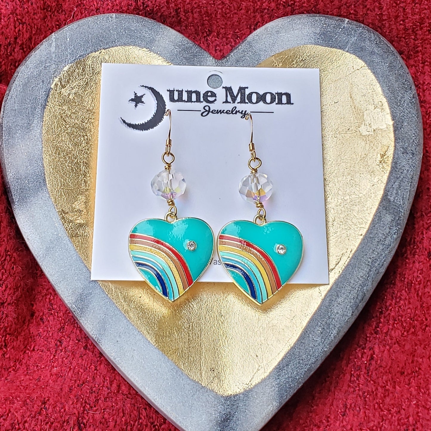 Turquoise Heart Rainbow Earrings