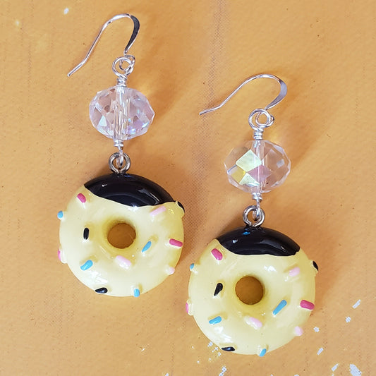 Yellow Icing with Sprinkles Donut Earrings